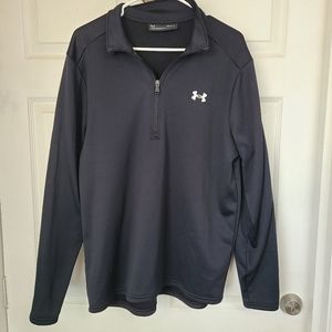 (2040) Under Armour Quarter Zip Pullover Warm-Up Jacket, Size: Large, Black